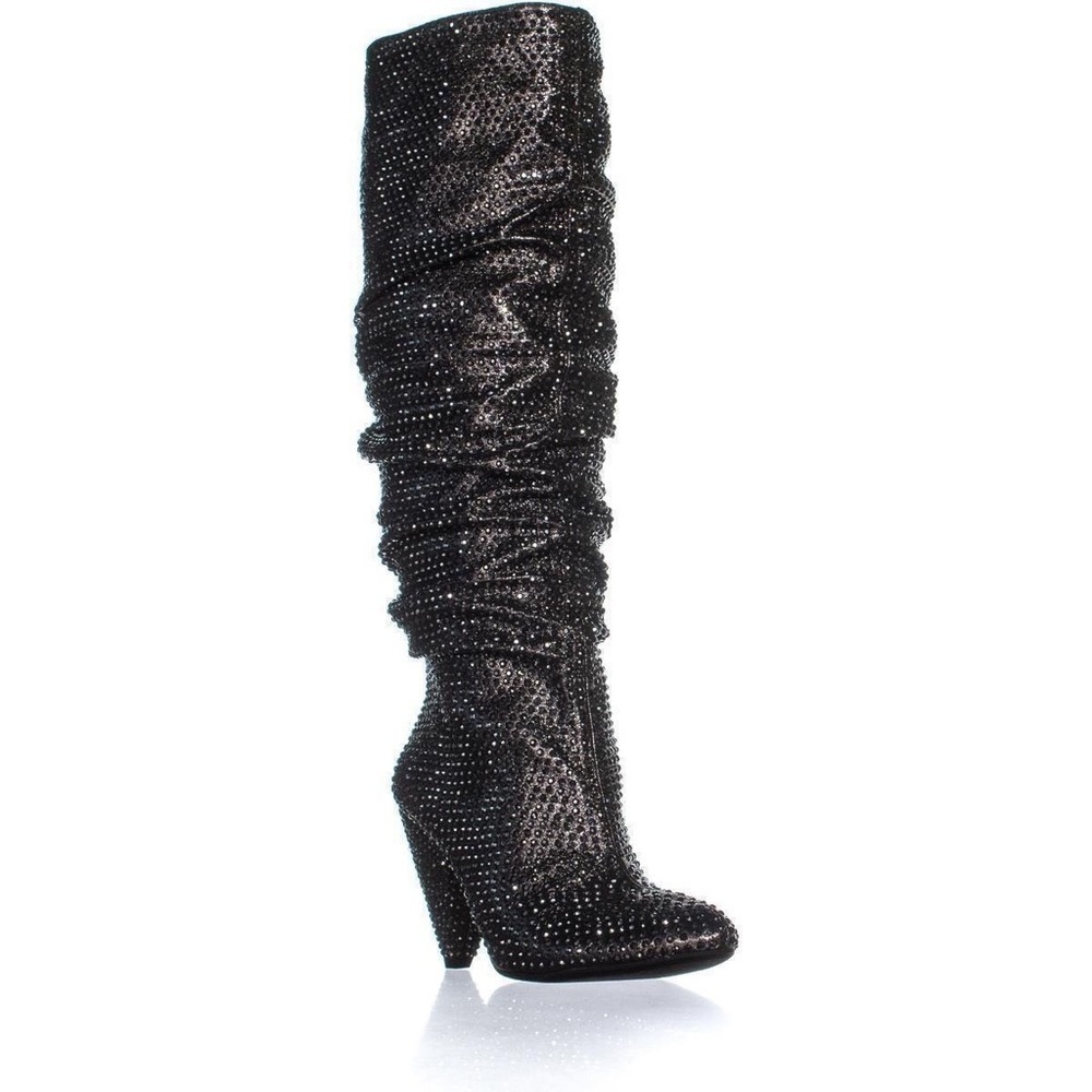 new! INC International Concepts Metallic Black Rhinestone Gerii Boots - Picture 1 of 16